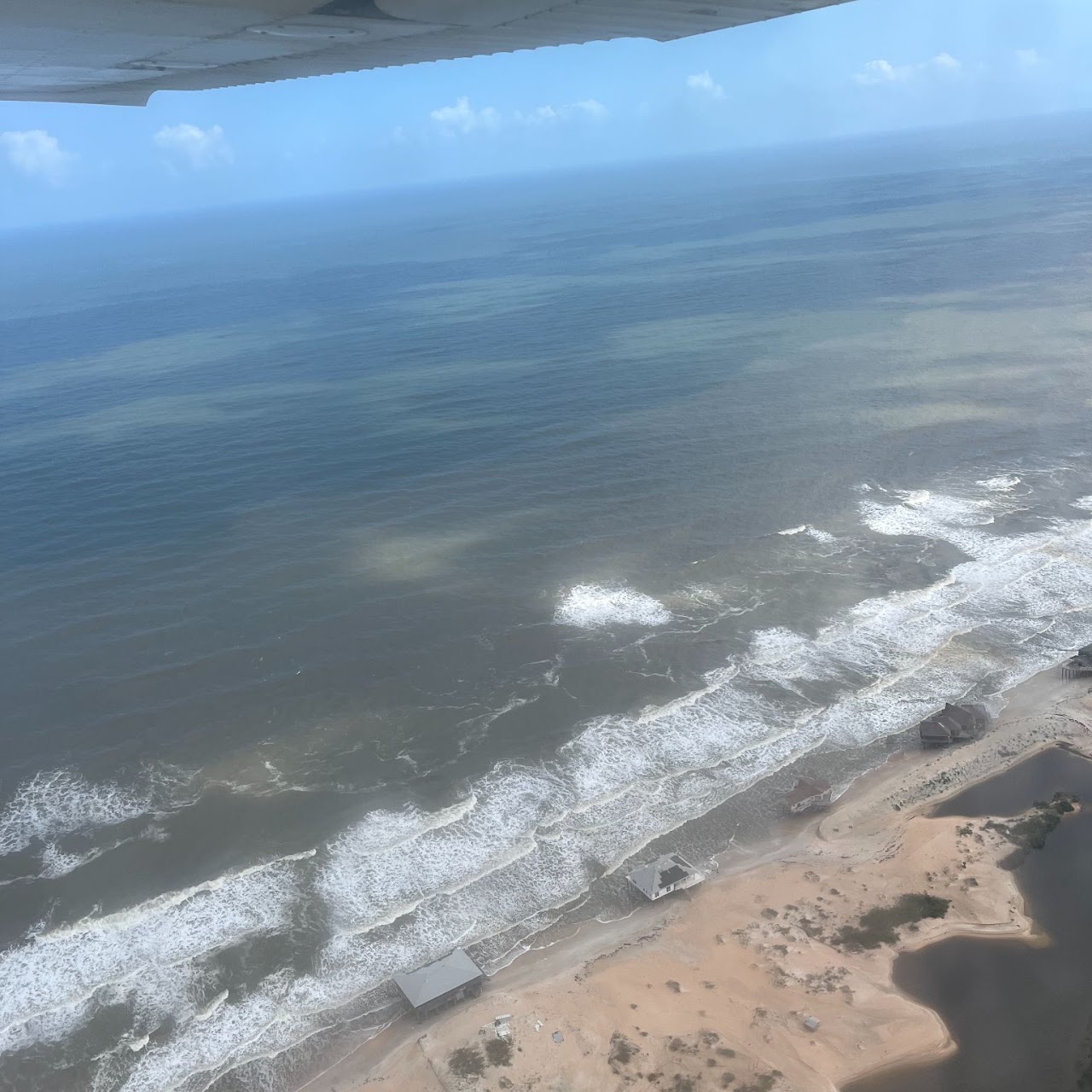Aerial view of a beach and ocean