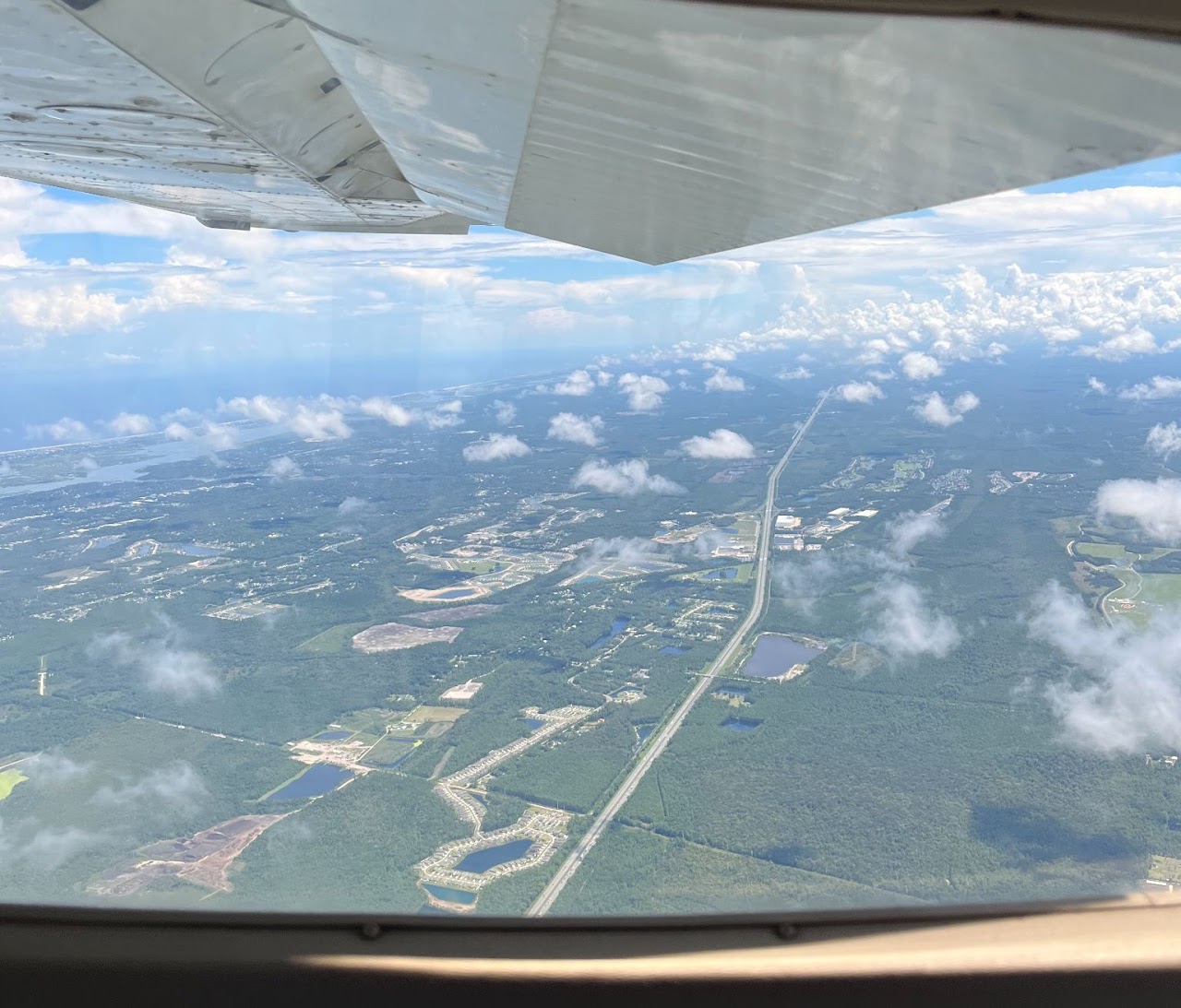 Aerial view from a small aircraft over Central Florida
